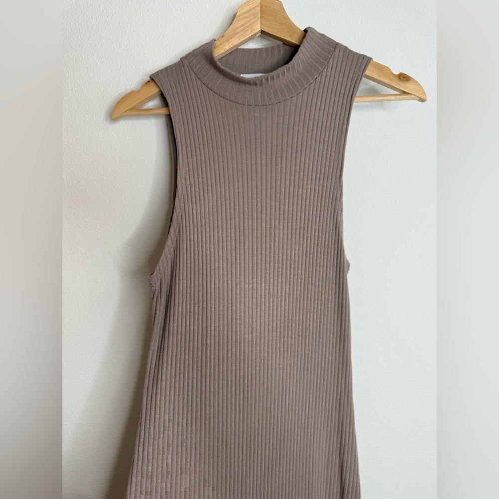 Beyond Yoga Well Traveled Taupe Rib Knit Athleisure Midi Dress Sz Small - Picture 8 of 16